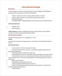Free 7 Sample Server Resume Templates In Ms Word Pdf