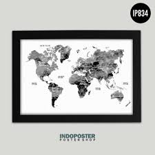 Peta jawa timur lengkap dengan nama kabupaten dan kota. Jual Poster Hiasan Dinding World Map Peta Dunia Monochrome A3 45x30cm Online Mei 2021 Blibli