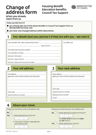 Vous aurez ainsi accès à la répartition des pronos 1n2 du match e… Fillable Online Change Of Address Form June 2013 Manchester City Council Fax Email Print Pdffiller
