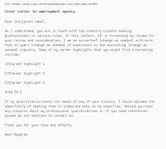 Cover Letter To Employment Agency Job Application Letter