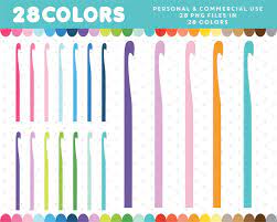 Crochet Hook Clipart In 28 Colors Cl 828 Clip Art Digital Paper Color