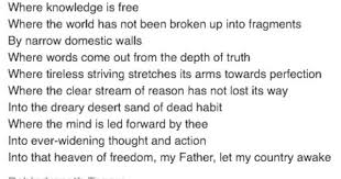 Where The Mind Is Without Fear Gitanjali Rabindranath Tagore Tagore Quotes Inspirational Quotes Quotations
