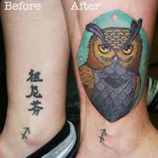 Couple in love holding hands together. Leg Owl Cover Up Tattoo By Archive Tattoo