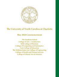 110 south main street p.o. The University Of North Carolina At Charlotte May 2020 Commencement Program By Unc Charlotte Issuu