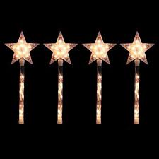 Northlight 4ct Lighted Star Christmas Pathway Marker With Lawn Stakes White Wire Clear Lights Christmas Pathway Lights Outdoor Christmas Decorations Outdoor Christmas