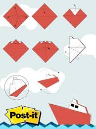 Origami Con Notas Post It Barco Click A La Imagen Para Descargar Las Instrucciones Origami Diy And Crafts Crafts