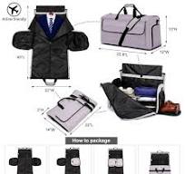 Anzugtasche Kleidersack Reisetasche Herren für 3 Anzüge, Anzughülle  Handgepäck mit Abnehmbarer Schultergurt & Schuhfach, Faltbare Reisetasche  ...