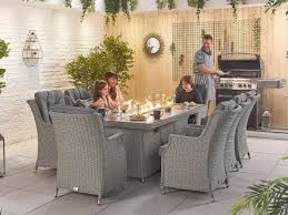 Thick seat cushions will add extra comfort to your seating Fire Pit Rattan Furniture Dining Fire Pit Sets Chimes Home Garden Essex