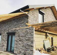 Bina cephe kaplama, bina girişleri. Herrera Kultur Tasi Ceniza Dis Cephe Kultur Tasi Duvar Kaplama Modeli