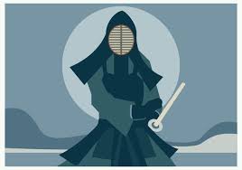 A Man With Kendo Suit Holding His Kendo Sword Vector