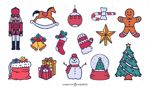 Christmas Elements Simple Illustration Set Vector Download