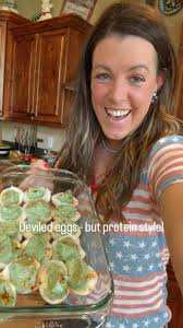 A protein-packed snack that feels festive 🇺🇸 , Red, White & Blue(ish)  deviled eggs