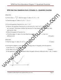 Accountancy course personal review malaysia. Fillable Online Spm Past Year Questions Chapter 3 Spm Add Math Past Year Questions 1993 2007 Form 4 Chapter 3 Quadratic Function Fax Email Print Pdffiller