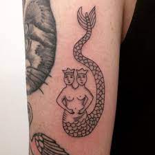 Medieval Mermaid Sticknpoke Siren Tattoo Poke Tattoo Tattoos