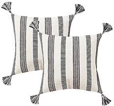 Black And White Pillow Covers Amazon Amazon Com Blue Page Pack Of 2 Cotton Woven Decorative Square Throw Pillow Covers Set Modern Striped Cu In 2020 Throw Pillows Throw Pillow Covers Square Throw Pillow
