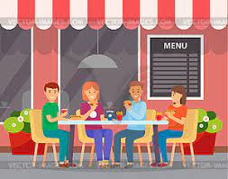 Edit and share any of these stunning cafe clipart. Group Of Friends Sitting In Outdoors Fast Food Cafe Stock Vector Clipart