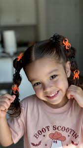 another spooky hairstyle for this spooky cute girl🕷️🧡🕸️  #toddlerhairstyles #october #halloween #hairtutorial #spookyseason  #halloweencostume