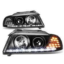 For 96 01 Audi A4 B5 Facelifted Models Pair Of Projector Led Drl Headlights Black Housing 97 98 99 00 Audi A4 Audi Black Halo
