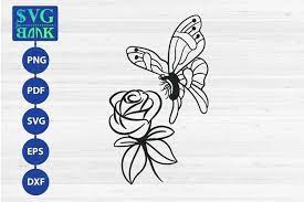 Butterfly Svg Butterfly With Flower Svg Rose Svg 290386 Svgs Design Bundles