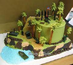 That camo in buttercream took forever! Army Cake Birthday Cakes Army Birthday Cakes Army Cake Boy Birthday Cake