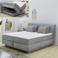 Neben federkern, matratze und topper wird ein boxspringbett erst komplett mit einem gepolsterten kopfteil. Boxspringbett 160x200 Grau Ttfk 7 Zonen Topper Bettkasten System Carla Mix Ebay