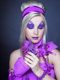 Girl in violet stock photo. Image of beads, pretty, elegant