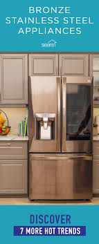 Also called a champagne finish or sunset bronze finish, depending on the appliance maker, the soft bronze look is subtle with a slightly metallic sheen. Bronze Stainless Steel Appliances Are Just One Of This Year S Hot Appliance Trends Appliances Are Remodel Kitchen Appliances Copper Kitchen Appliances Design