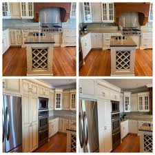 Talk about the difference some paint makes! Refinishing And Painting Kitchen Cabinets Before And After Pictures