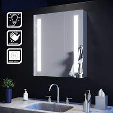 We have everything from extra shelf units to storage stools to match your choice of washstand. Elegant Illuminated Bathroom Mirror Cabinet With Lights And Shaver Socket Wall Mounted Led Bathroom Mirror With Shelf 600mm