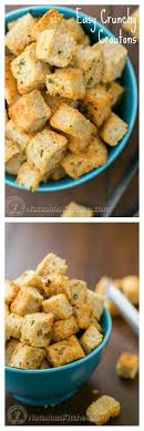 Easy Crunchy Garlic Croutons Recipe Croutons Homemade Crouton Recipes Recipes