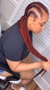 Red Braids In 2021 Braided Cornrow Hairstyles Feed In Braids Hairstyles Hair Styles