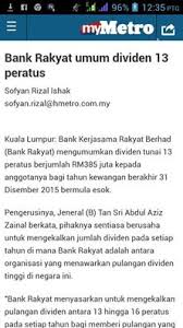 Bank rakyat | umum dividen 14% berjumlah rm406 juta. Diari Simpang Kiri Dividen Bank Rakyat Tahun 2016 Ialah 13