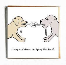 Congratulations On Tying The Knot Cute And Funny Illustrated Etsy Dog Greeting Cards Dog Wedding Dog Puns