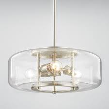 Modern Seeded Glass Pendant Light With 3 Lights Satin Nickel Finish 1810 09 Destination Lighting