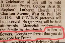 28 april 2013 (newport beach international film festival) usa: Woman S Obituary In Lieu Of Flowers Do Not Vote For Trump Weirdnews Dunya News