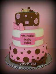 Pink And Brown Baby Shower Cake By Cakes With L O V E Via Flickr Baby Shower Cakes Girl Baby Shower Cakes Shower Cakes