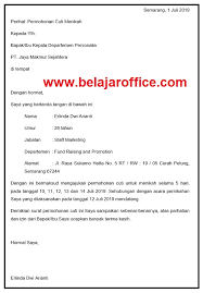 Surat permohonan izin tidak masuk kerja. Contoh Surat Permohonan Cuti Menikah Belajar Office