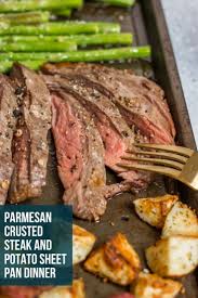 Parmesan Crusted Steak And Potato Sheet Pan Dinner Lemons Zest Recipe In 2020 Sheet Pan Dinners Dinner Parmesan Crusted Steak