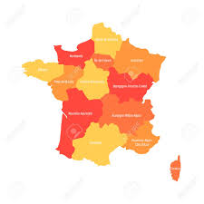La plus célèbre d'entre elles est certainement le mont blanc qui culmine à 4 807 mètres d'altitude dans les alpes françaises, à proximité de la frontière. Map Of France Divided Into 13 Administrative Metropolitan Regions Royalty Free Cliparts Vectors And Stock Illustration Image 88130050