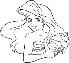 Disney princess ariel coloring pages. Ariel Little Mermaid Holding A Shell Coloring Page Ariel Coloring Pages Princess Coloring Pages Mermaid Coloring