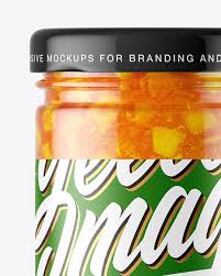 Download Clear Glass Jar With Apricot Jam Mockup In Jar Mockups On Yellow Images Object Mockups PSD Mockup Templates