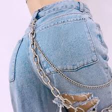 Skmy Sexy Mid Waist With Chains Ripped Jeans For Women 2019 Fashion Nova Streetwear Club Long Blue Jeans Buy At The Price Of 27 17 In Aliexpress Com Imall Com