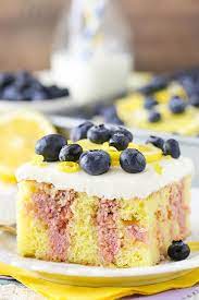 Lemon Blueberry Poke Cake Yummy Cake Recipe For Spring Recipe Homemade Cheesecake Recipes Poke Cake Easy Cheesecake