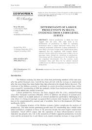 DETERMINANTS OF LABOUR PRODUCTIVITY IN MALTA: EVIDENCE FROM A FIRM-LEVEL  SURVEY