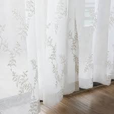 Black and white floral curtains. Sheer Curtain Embroidered Pine Tree Leaves White Floral Voile Curtain Voila Voile