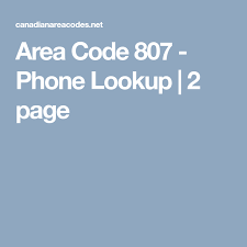 Area Code 807 Phone Lookup 2 Page Phone Lookup Coding Area Codes