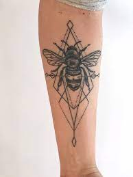 Bee Tattoo Geometric Tattoo Forearm Tattoo Dot Work Line Bee Tattoo Forearm Tattoo Forearm Tattoos