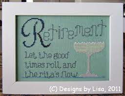 Storefront / cross stitch patterns by designer: Designs By Lisa Retirement Wine Cross Stitch Pattern