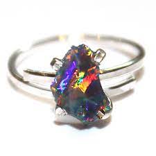 Tiny Black Opal Ring Raw Opal Ring Raw Opal Shard Ring Raw Stone Ring Rainbow Fire Opal Jewelry Raw Black Opal Free Form Raw Opal Jewelry In 2021 Raw Opal Jewelry