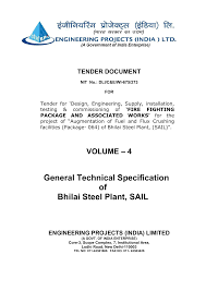 General Technical Specification Of Bhilai Steel Plant Sail